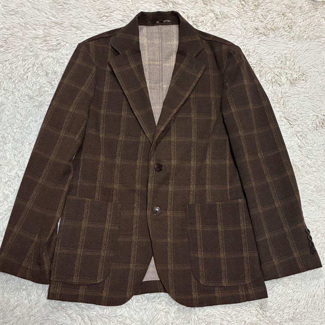 EDIFICE 【高年式】 トラベル チェック 洗える ブラウン 秋冬 スーツ