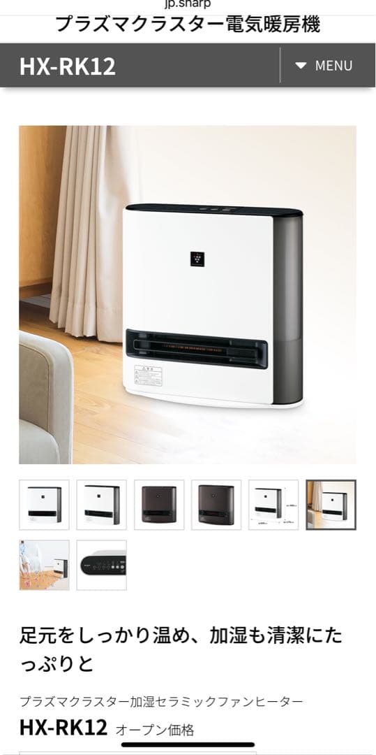 2023年11月購入 シャープ 電気暖房/加湿/空気清浄1200W 高さ42cm