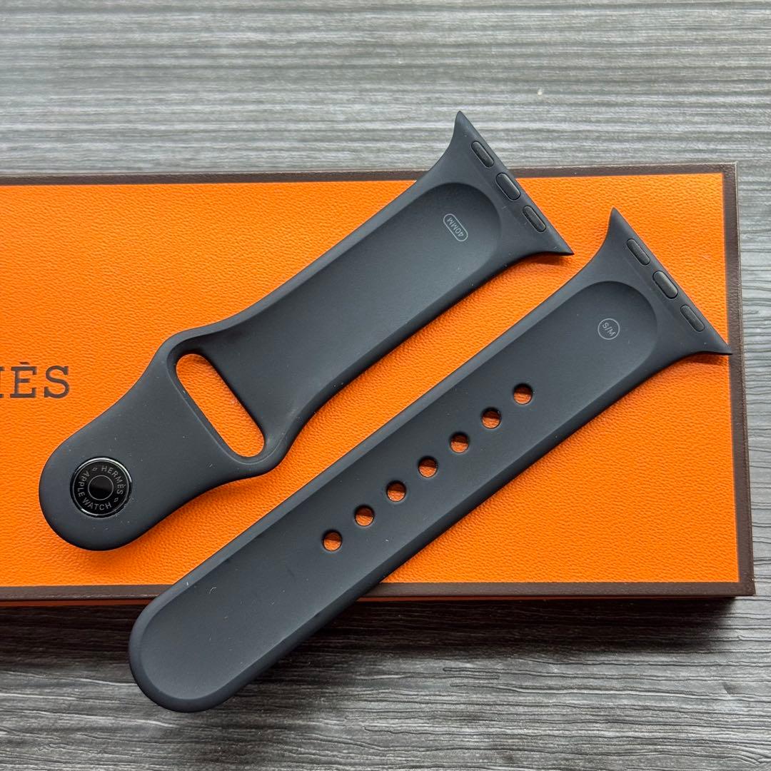 2812 Apple Watch エルメス　ブラック　ラバーバンド　スポーツ