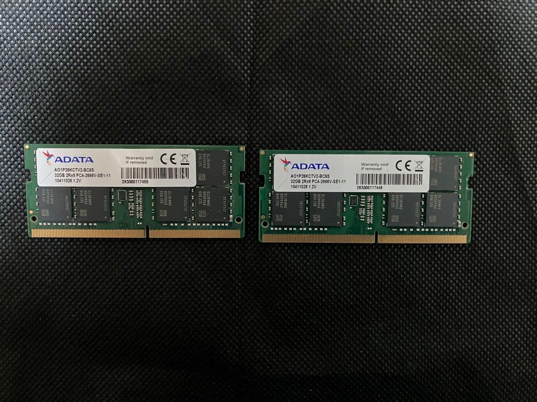 ADATA DDR4-2666 32GB メモリ　合計64GB