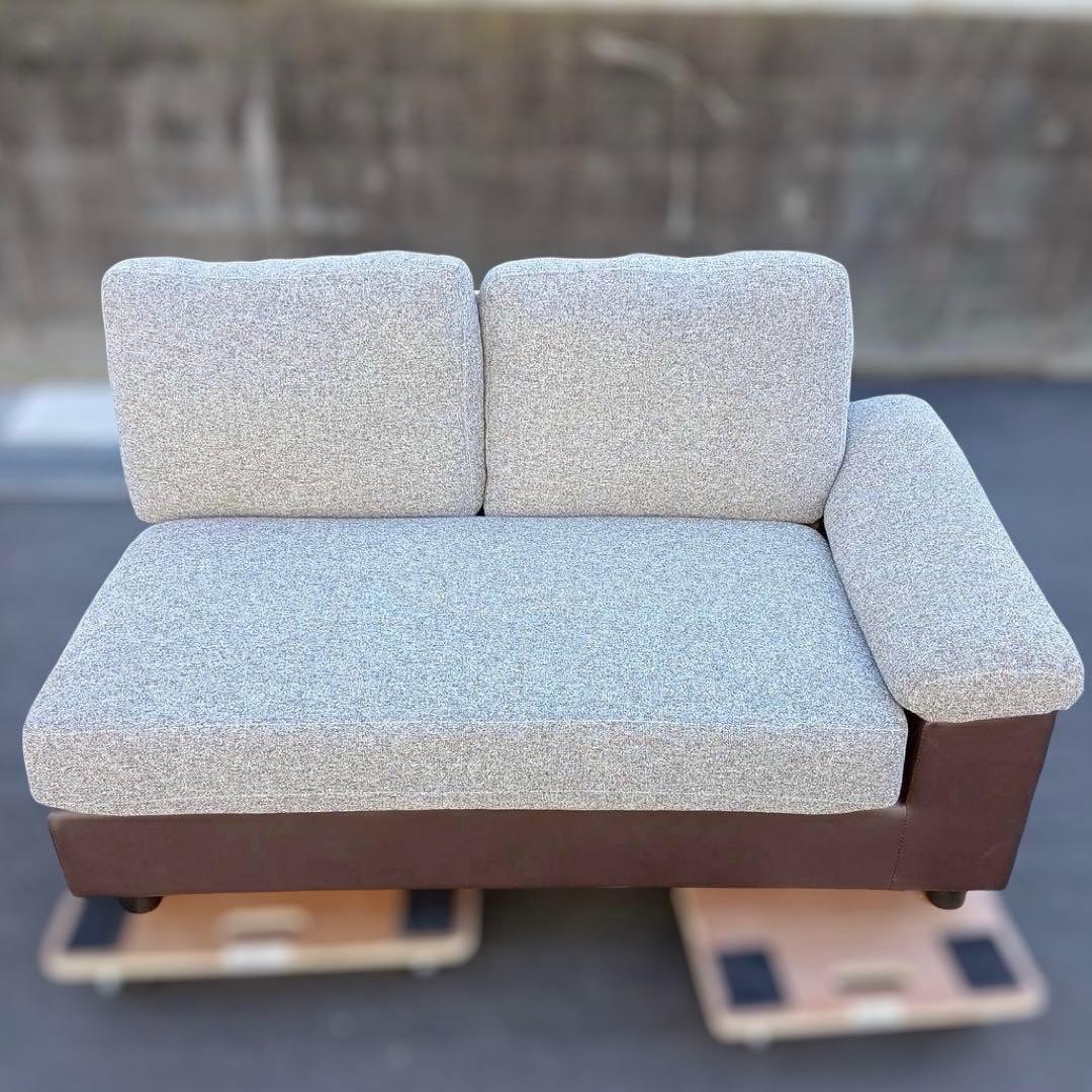 神奈川県引取希望 モダンデコ AQUA 3人掛けカウチソファ北欧 グレーブラウン