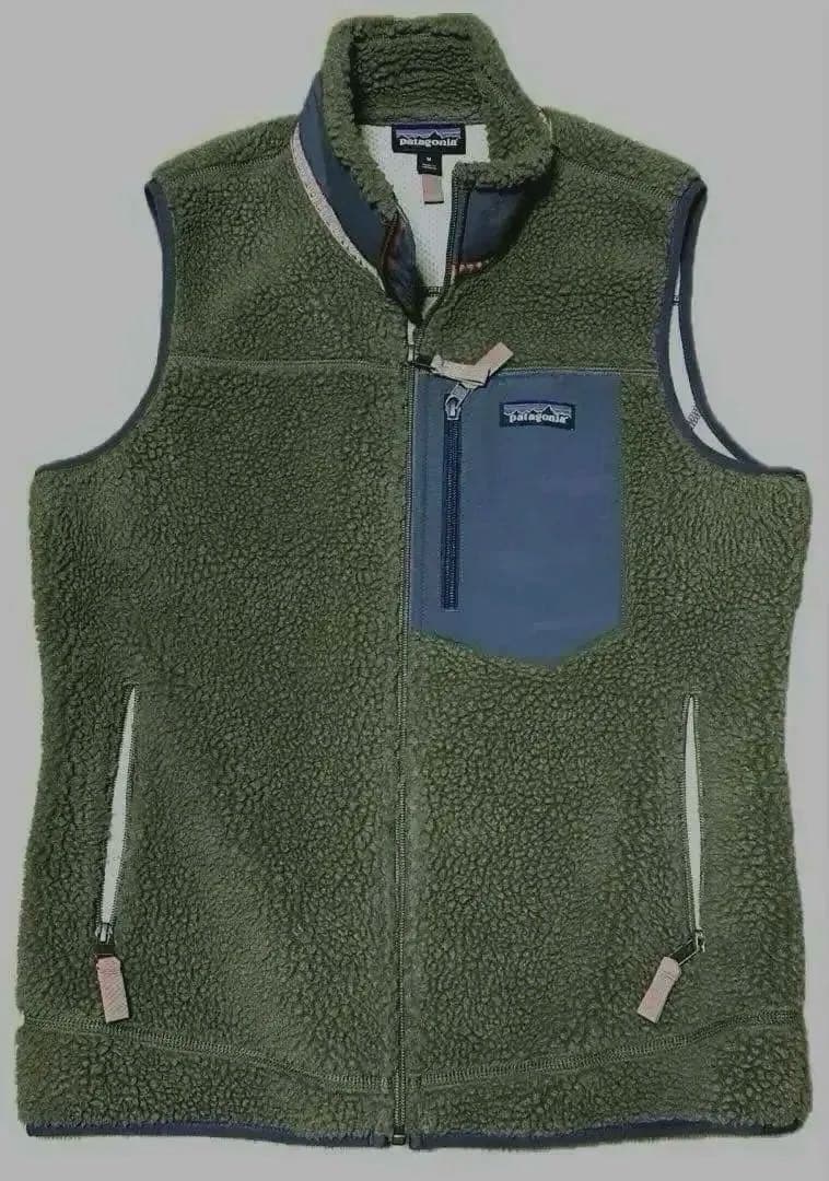 patagonia レトロXベストM カーキ×ネイビー×ブラウン