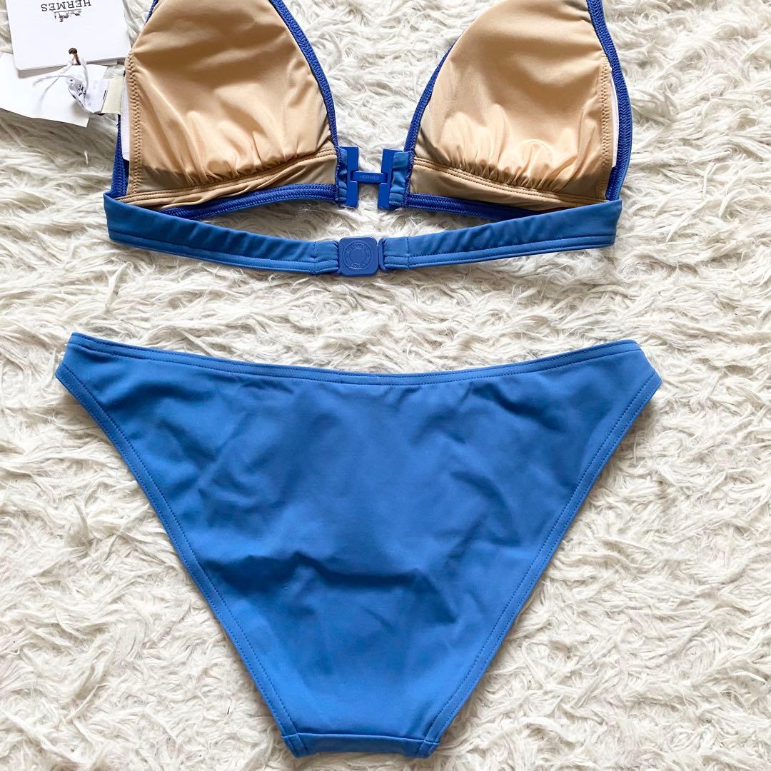 新品・未使用■エルメス　セリエデザイン　スイムウエア　水着　パッド付　青　36