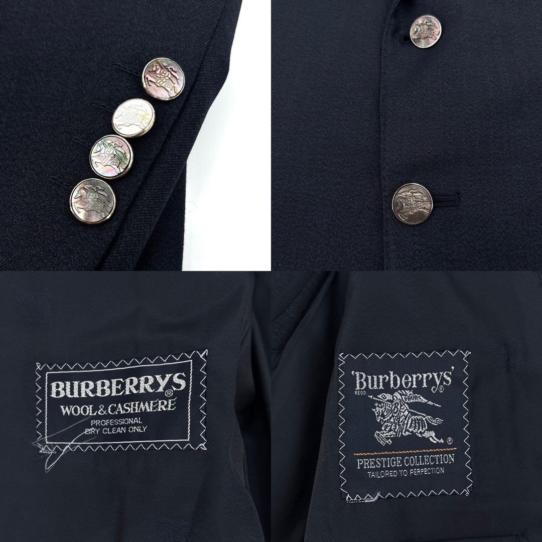 【美品】バーバリー　スーツ　セットアップ　ジャケット　螺鈿ボタン　ロゴ　カシミヤ