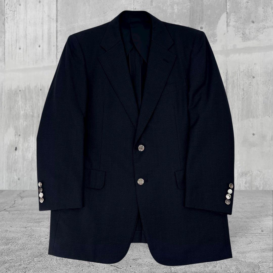 【美品】バーバリー　スーツ　セットアップ　ジャケット　螺鈿ボタン　ロゴ　カシミヤ