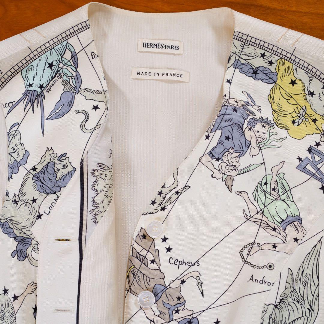 HERMÈS エルメス ジレ シルク 星座柄 38