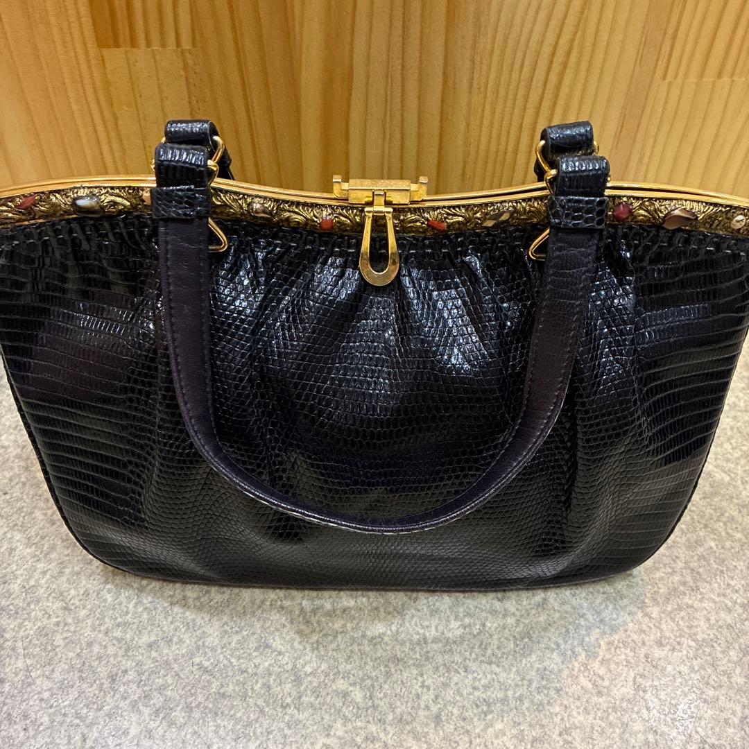 黒 リザード バッグ 皇室御用達 濱野 ハマノ