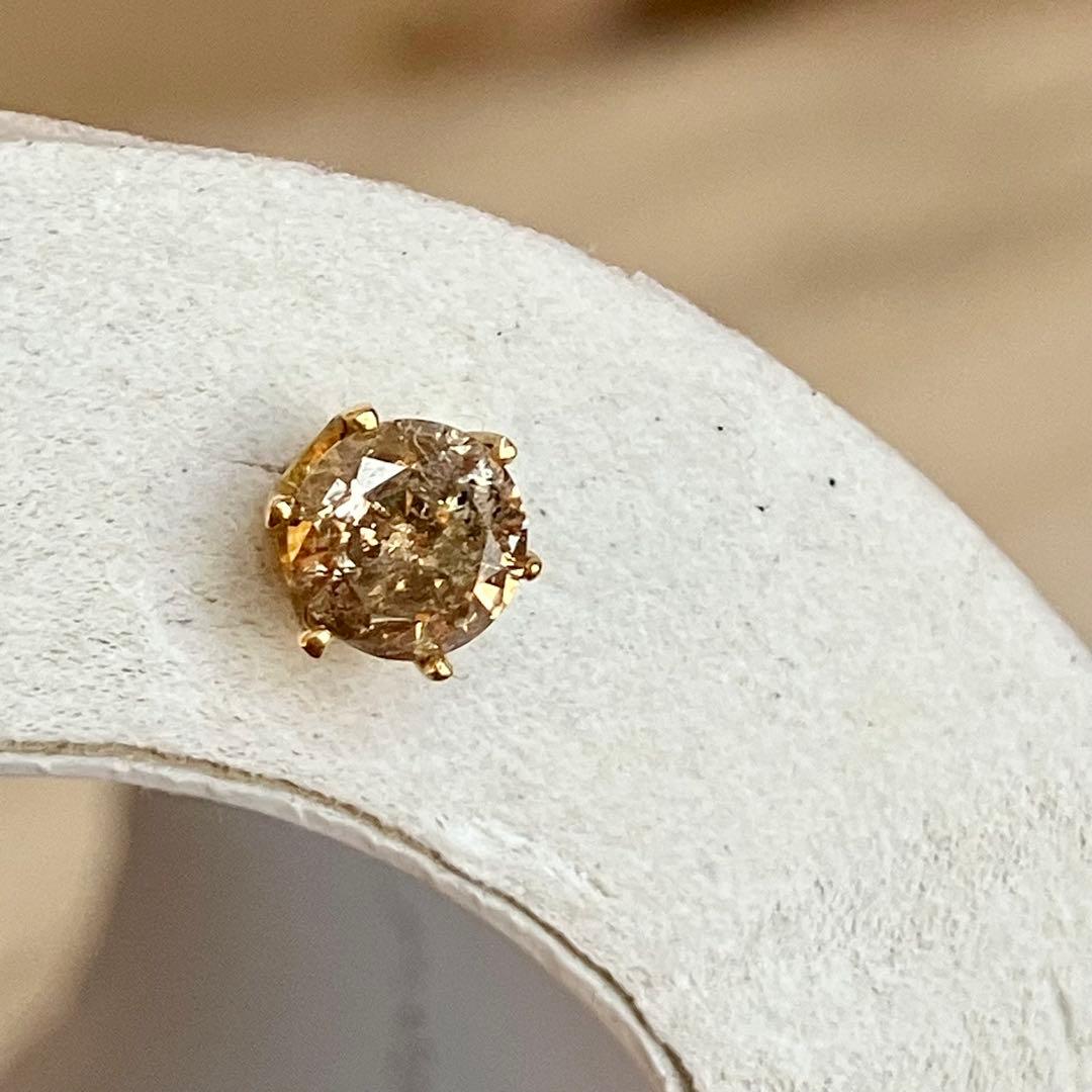 0.5ct ブラウンダイヤモンド ピアス K18 一粒ジュエリー 18金