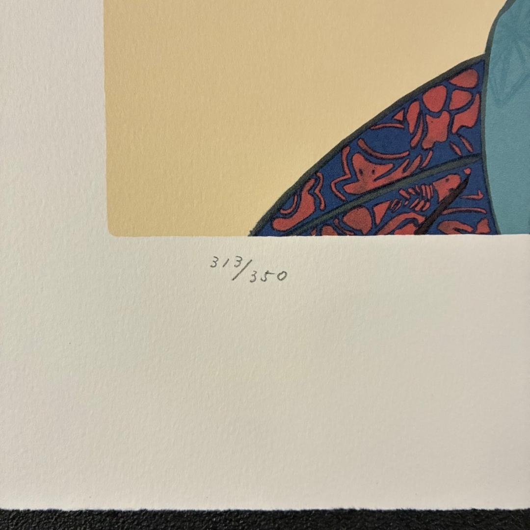 美品 伊東深水「羽子」リトグラフ 印章有 美人画 額縁入り 日本画家 浮世絵師