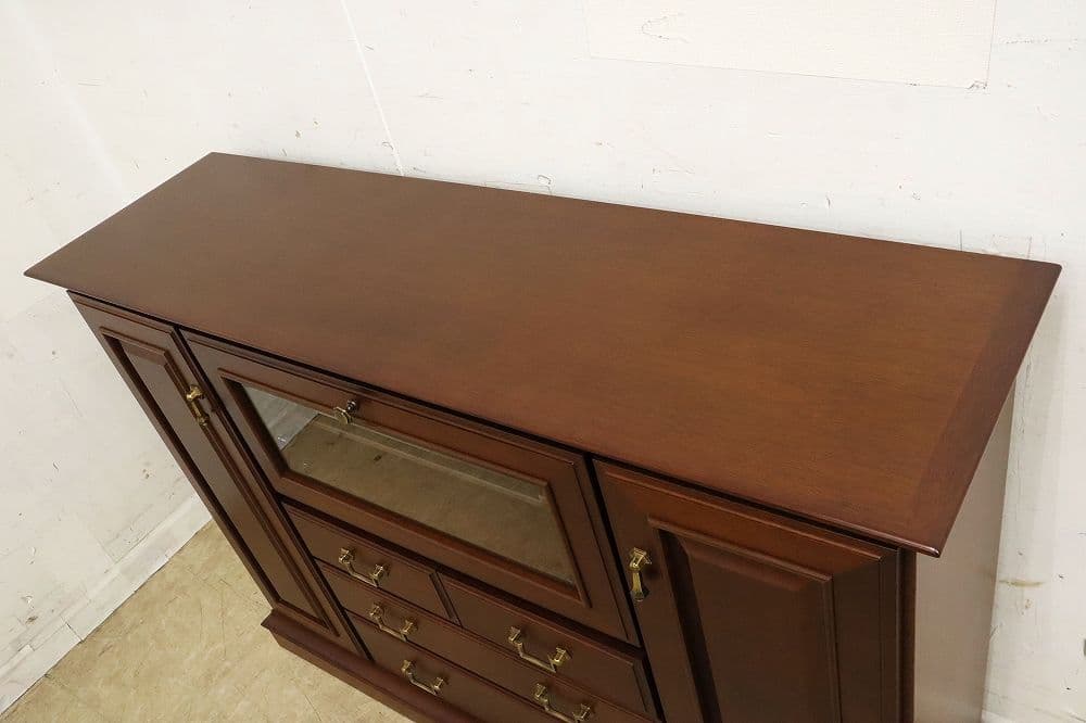 展示品！マルニ【地中海シリーズ】高級サイドボード118・照明付・飾り棚AVボード