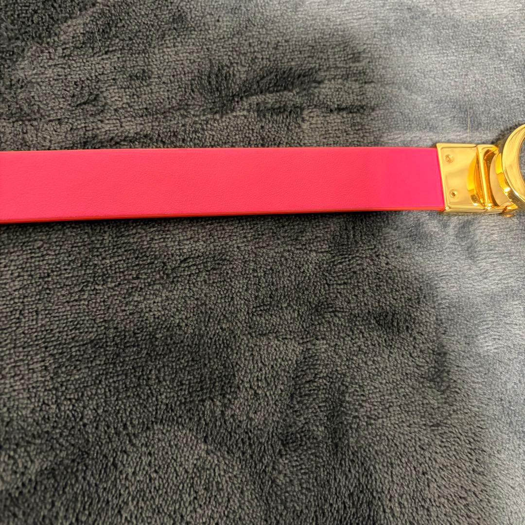 【中古】Christian Diorリバーシブルレザーベルト ピンク×オレンジ