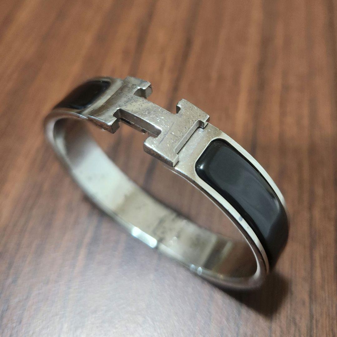 エルメス ブラック Hロゴ バングル 黒