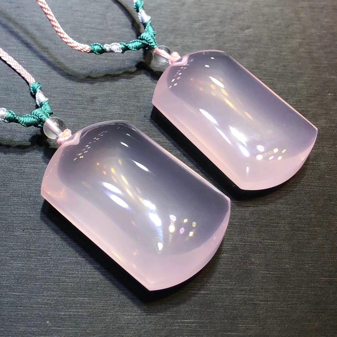 KAS1　天然石 ローズクォーツ ペアネックレス 大粒 氷種 透き通る輝き