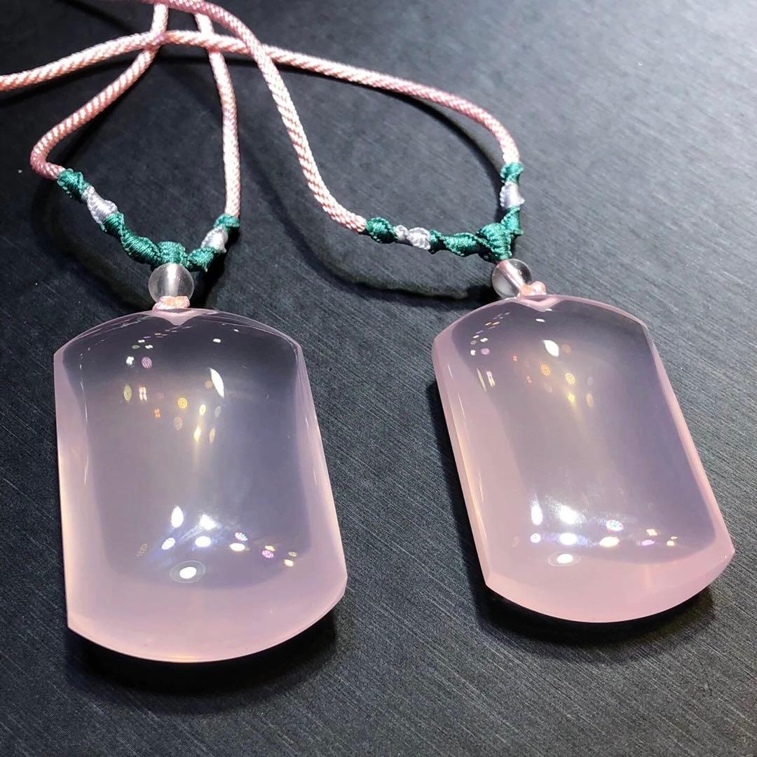 KAS1　天然石 ローズクォーツ ペアネックレス 大粒 氷種 透き通る輝き