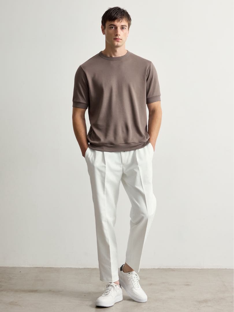 AOURE テックツイルストレッチチノパンツ　ホワイト