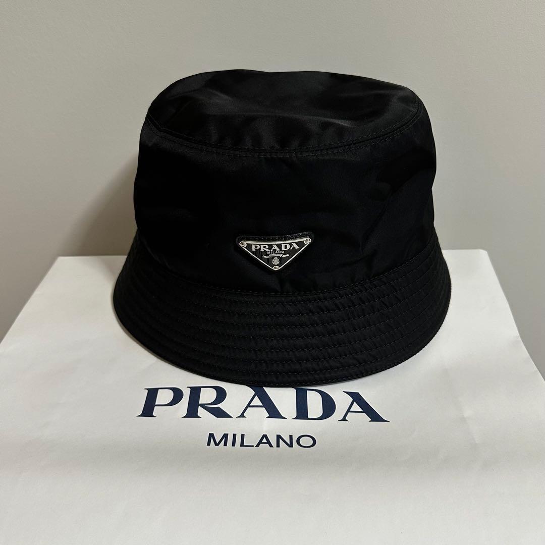 美品 PRADA バケットハット ナイロン XL ブラック