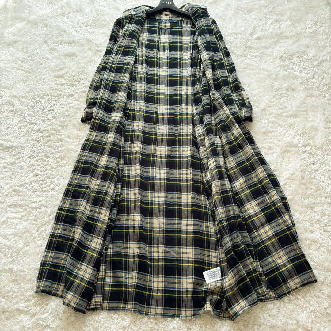 ポロラルフローレン　シャツワンピース　ウール　チェック　ロング　リボン　長袖