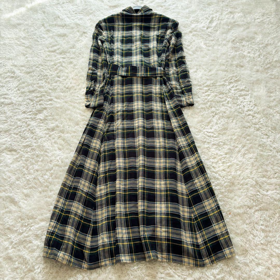 ポロラルフローレン　シャツワンピース　ウール　チェック　ロング　リボン　長袖