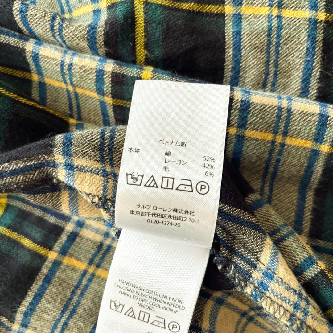 ポロラルフローレン　シャツワンピース　ウール　チェック　ロング　リボン　長袖