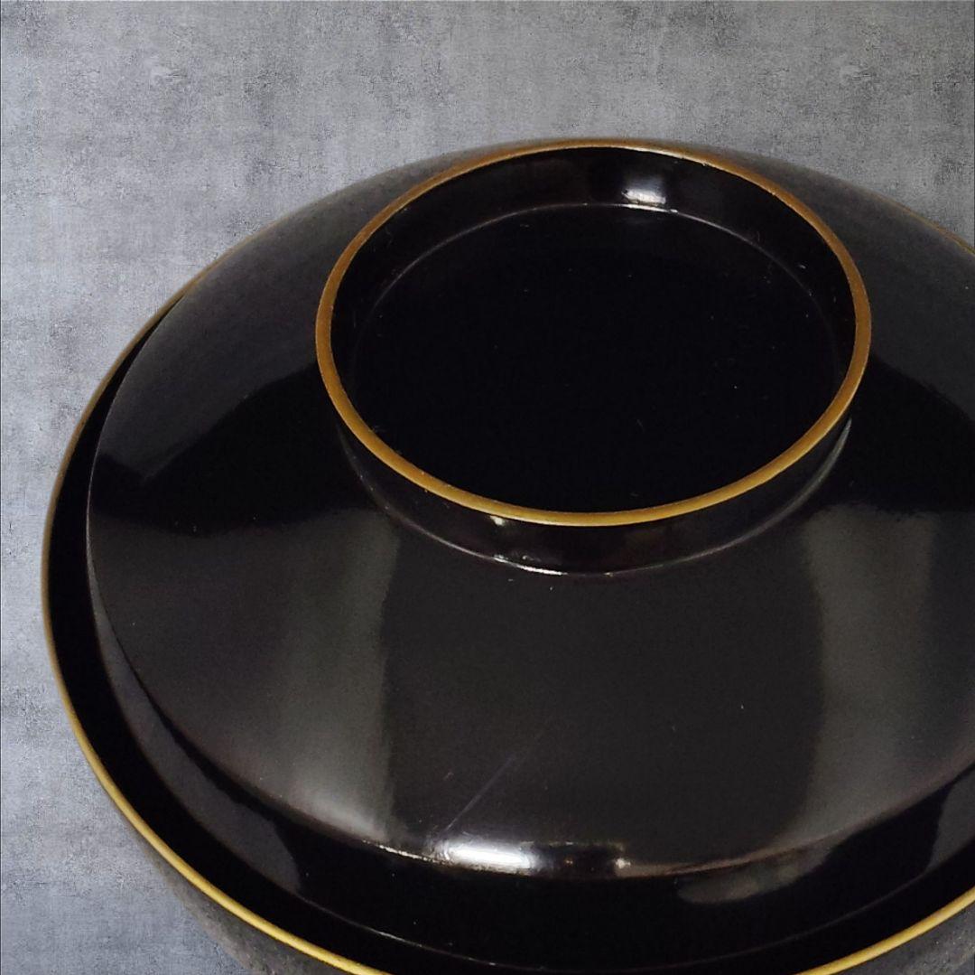 明治 骨董 輪島塗 木製 金蒔絵 波 千鳥 蓋付 吸物椀 アンティーク 元箱蓋無