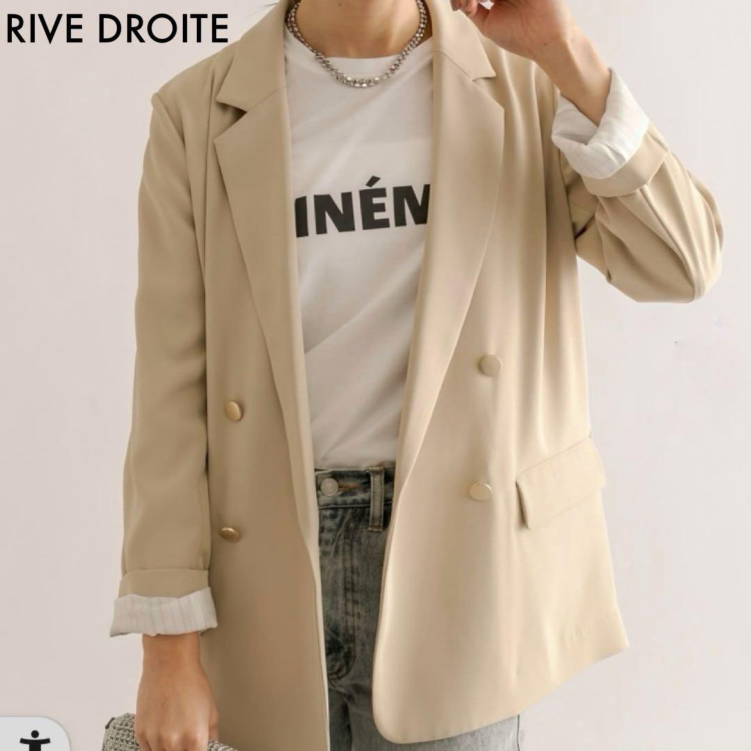 美品♡ リヴドロワ ツイルテーラードジャケット 金ボタン ダブル ベージュ F