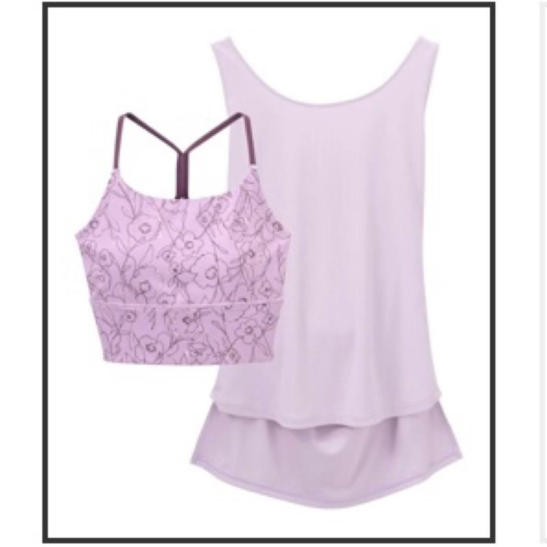 SUKALAドローイングフラワーセパレートタンクトップ&ブラトップセット M