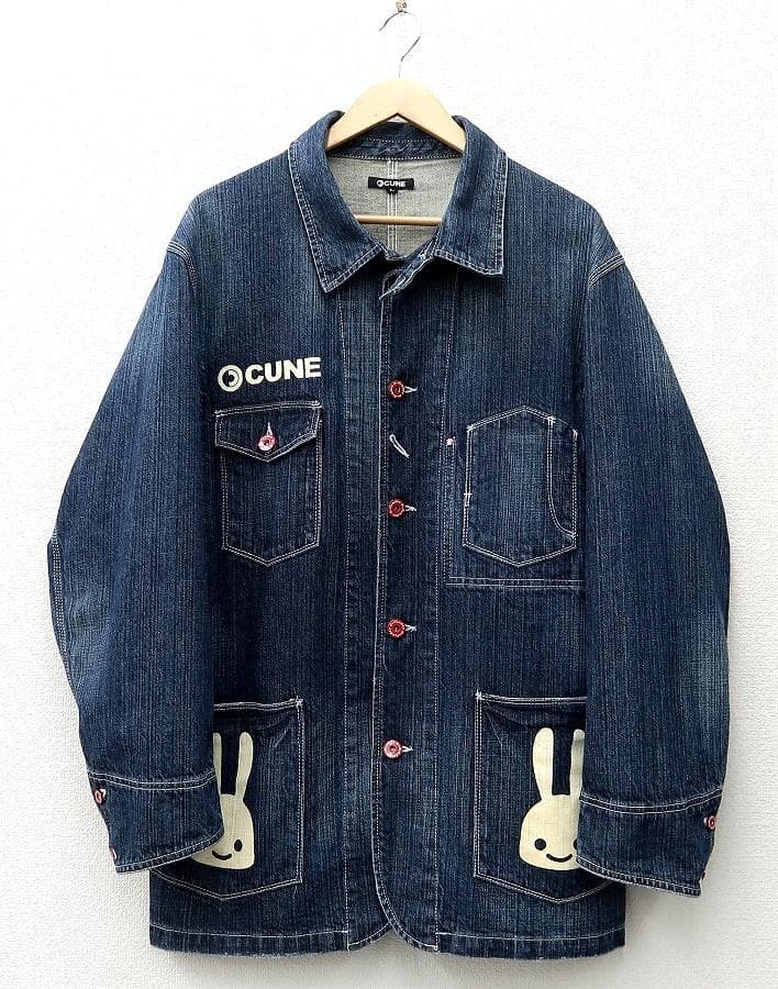 美品 L CUNE キューン デニム カバーオール USED加工