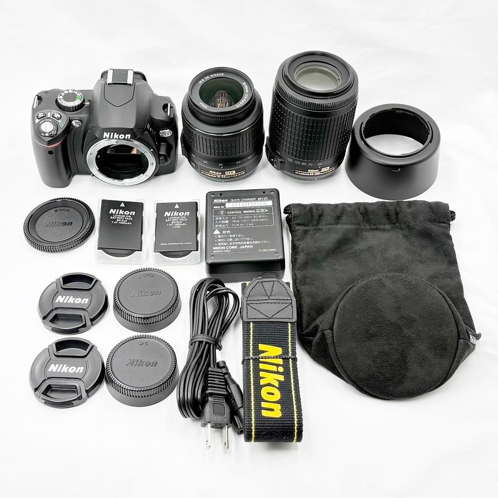 【美品】ニコン Nikon D60 Wズームキット 一眼レフ カメラ 中古