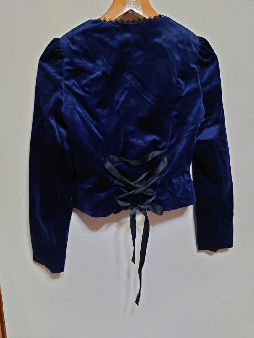 Sheglit 別珍胸元開きジャケット くるみボタン ネイビー 美品