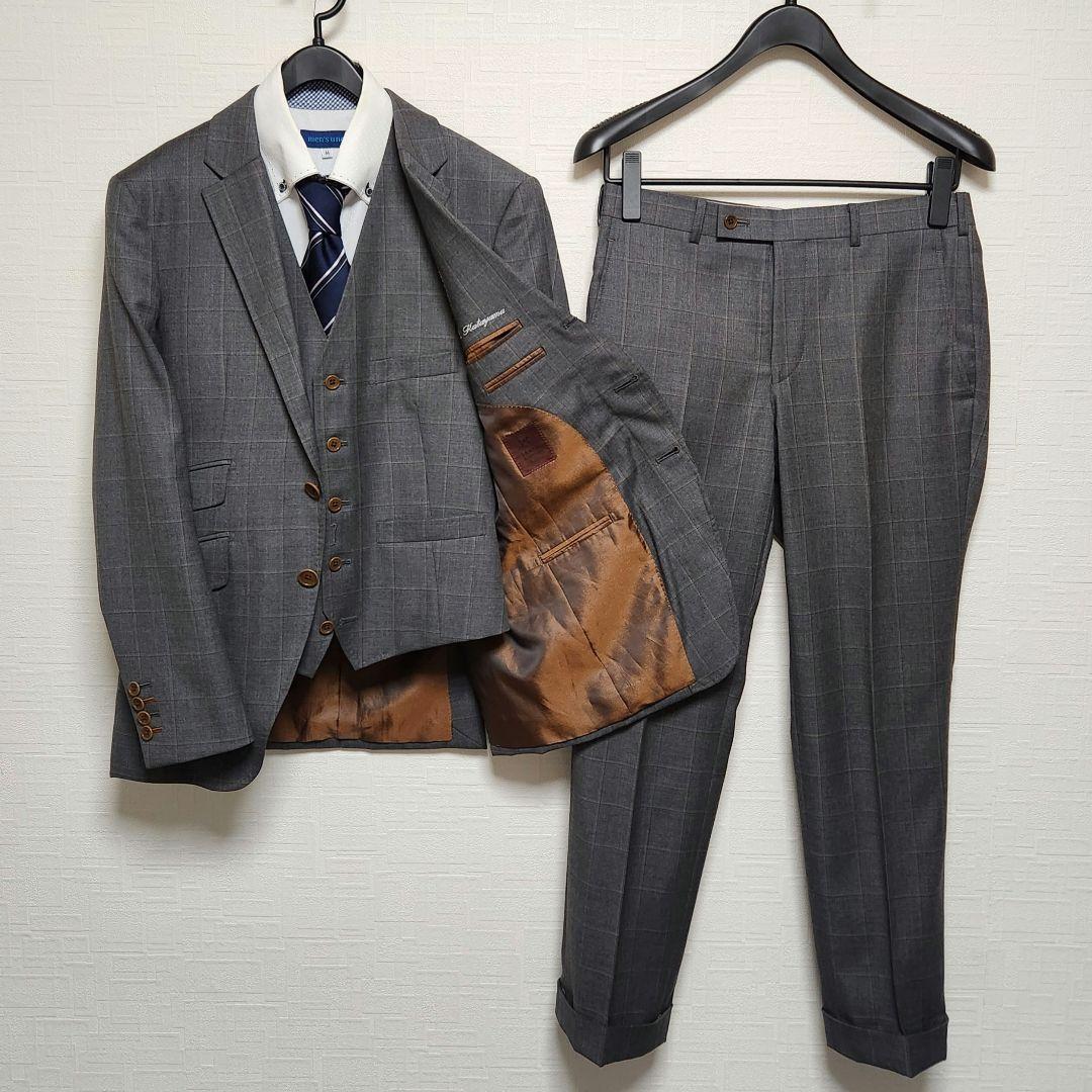 ロロピアーナ　×　タケオキクチ　メンズスーツ　スリーピース　グレーチェック