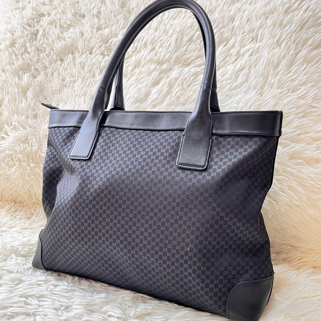 【美品】GUCCI マイクロGG トートバッグ ナイロン　肩掛け　黒