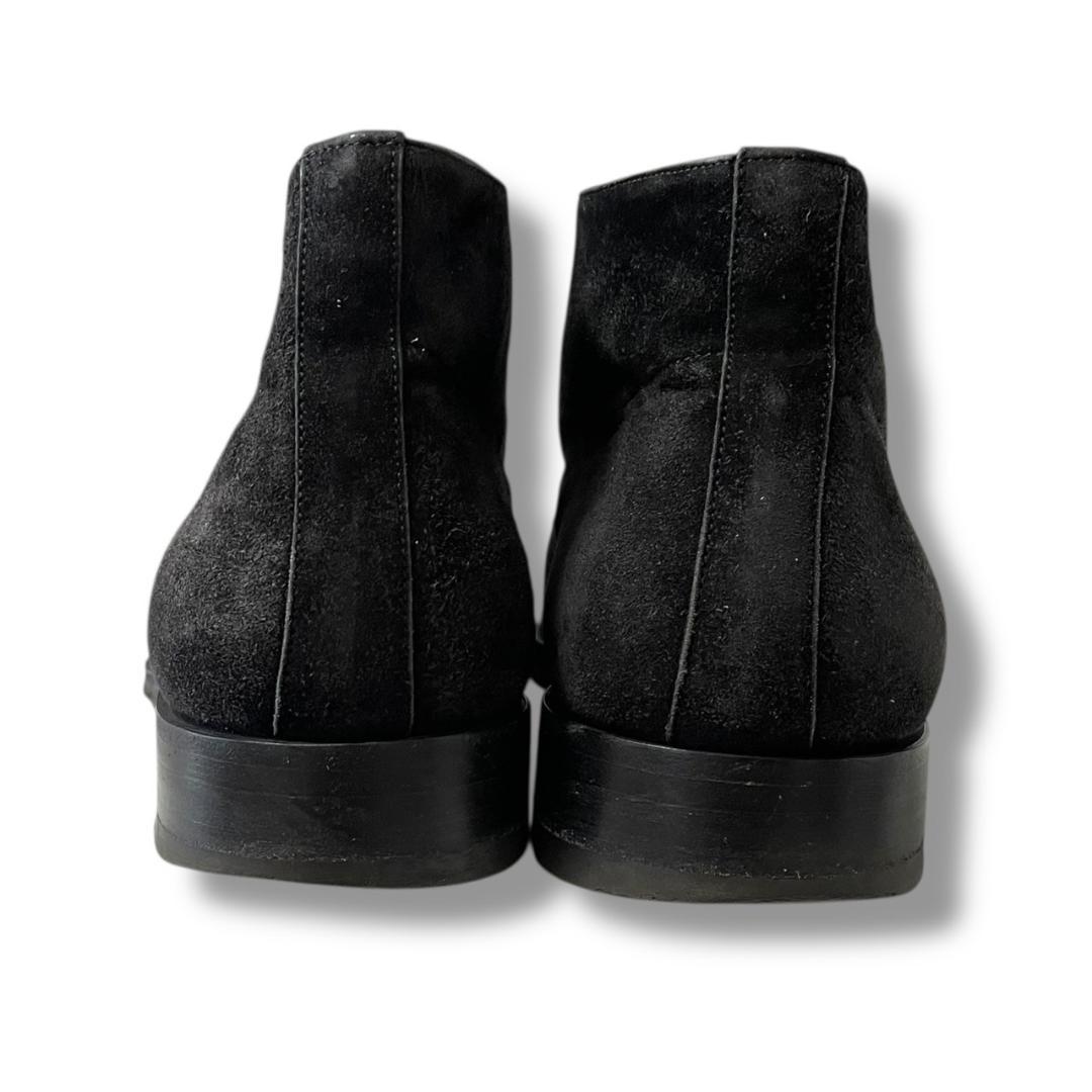 サントー二　スエード　ダブルモンク　ブラック　ビジネスシューズ