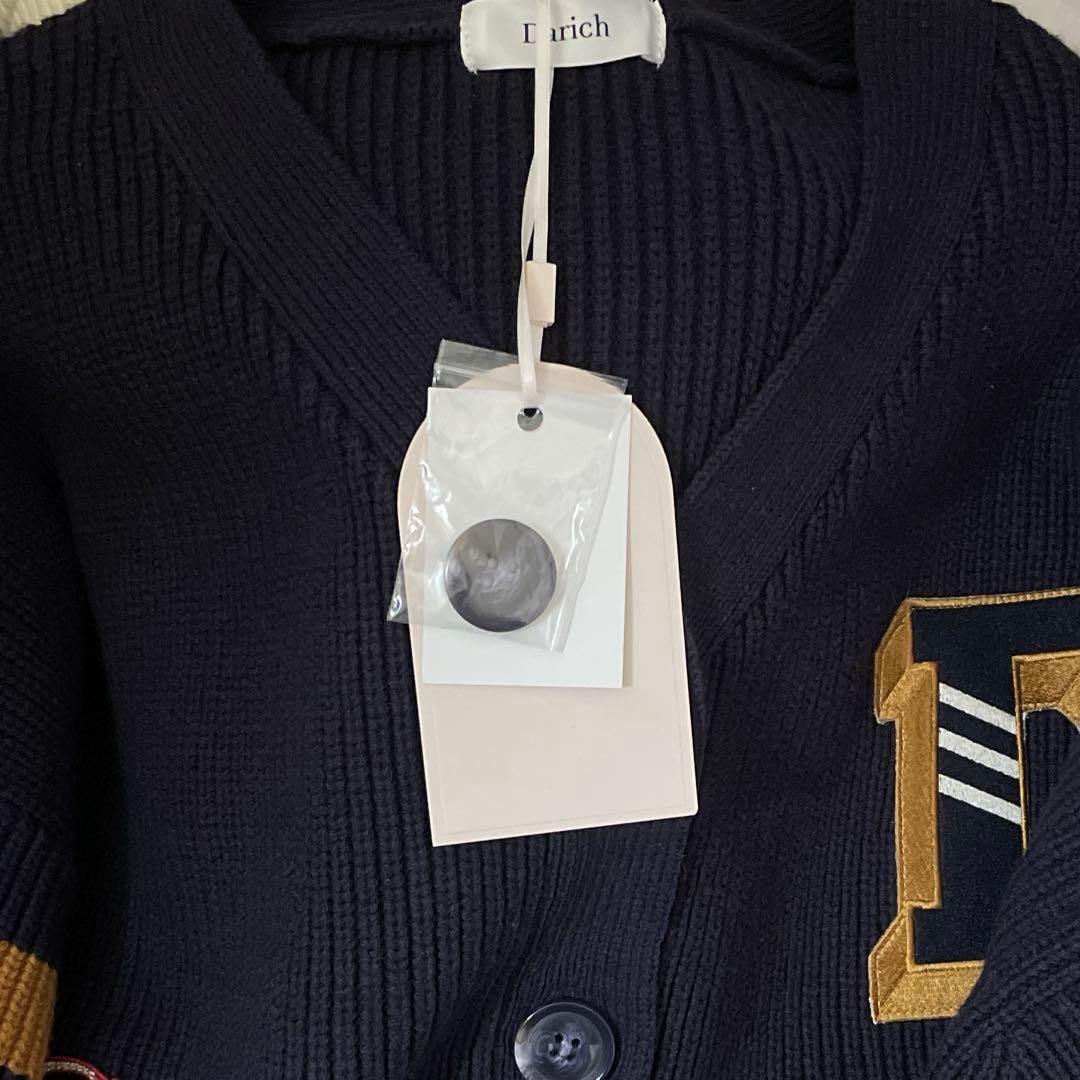 Darich ダーリッチ カレッジワッペンVネックニットカーディガン ネイビー