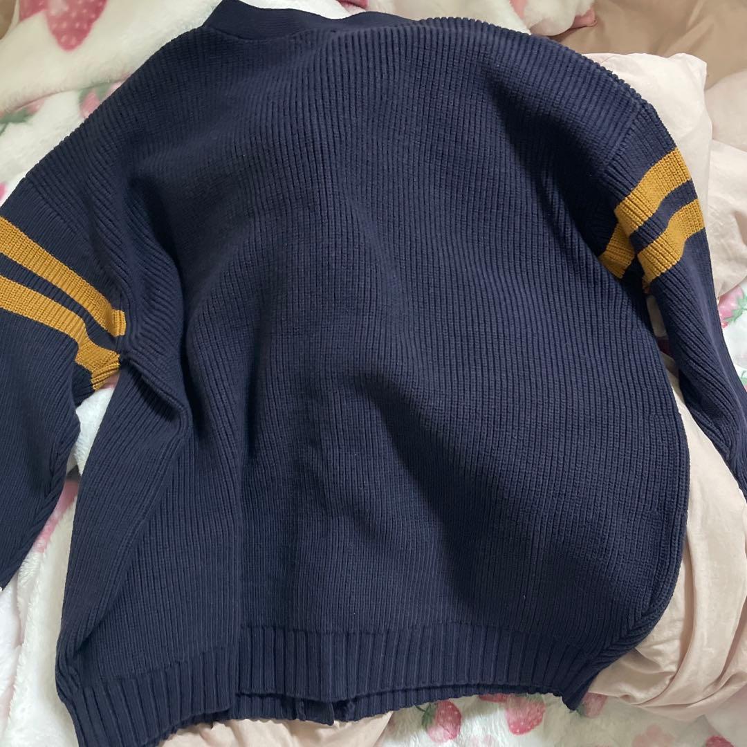 Darich ダーリッチ カレッジワッペンVネックニットカーディガン ネイビー