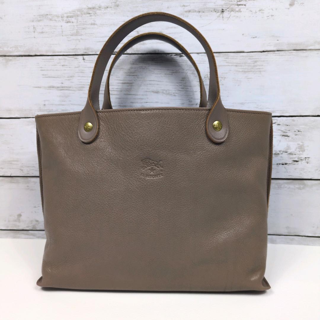 イルビゾンテ　ハンドバッグ　トートバッグ　レザー　グレージュ　ロゴ型押し