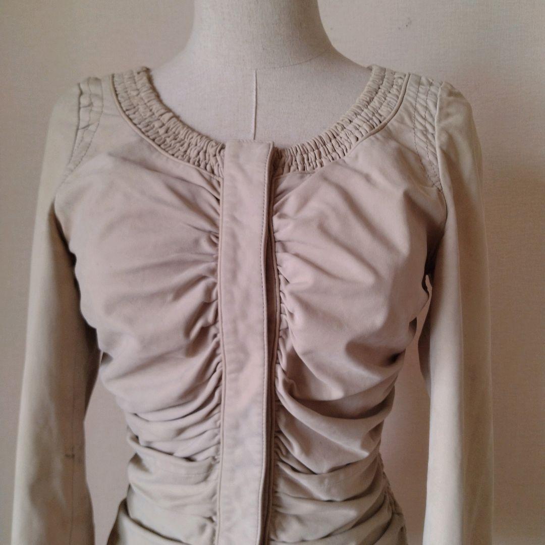 Gucci ベージュ レザー シングルライダースジャケット 40 ヴィンテージ