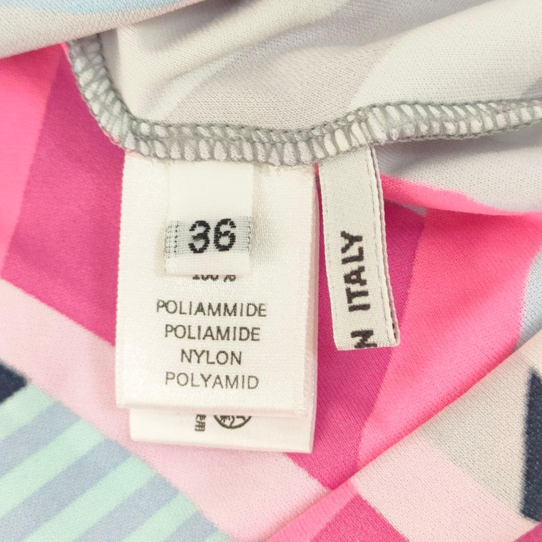 ほぼ未使用 近年物 レオナール チュニック 幾何学柄 マルチカラー イタリア製