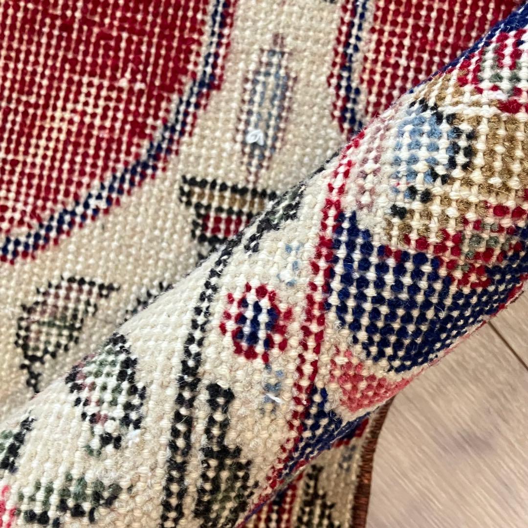 アート✳︎塔✳︎74×130 シャンデリア　レッド　ブルー　トルコヴィンテージラグ