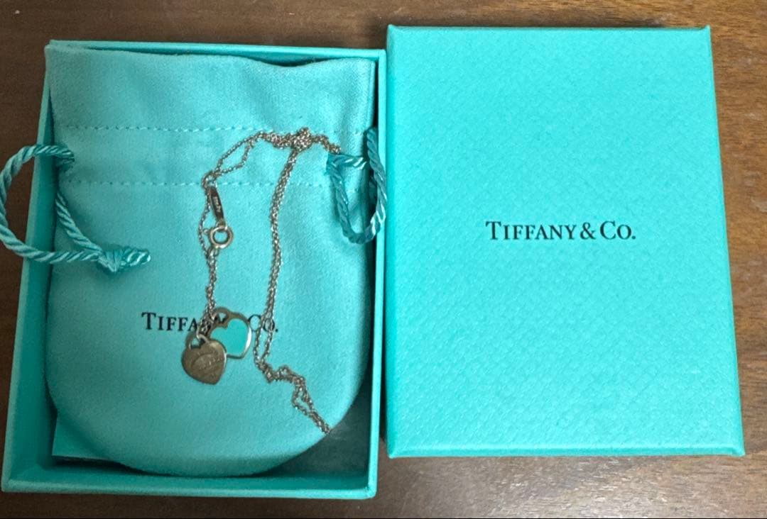 ティファニー ダブル ハート ペンダント ネックレス ブルー