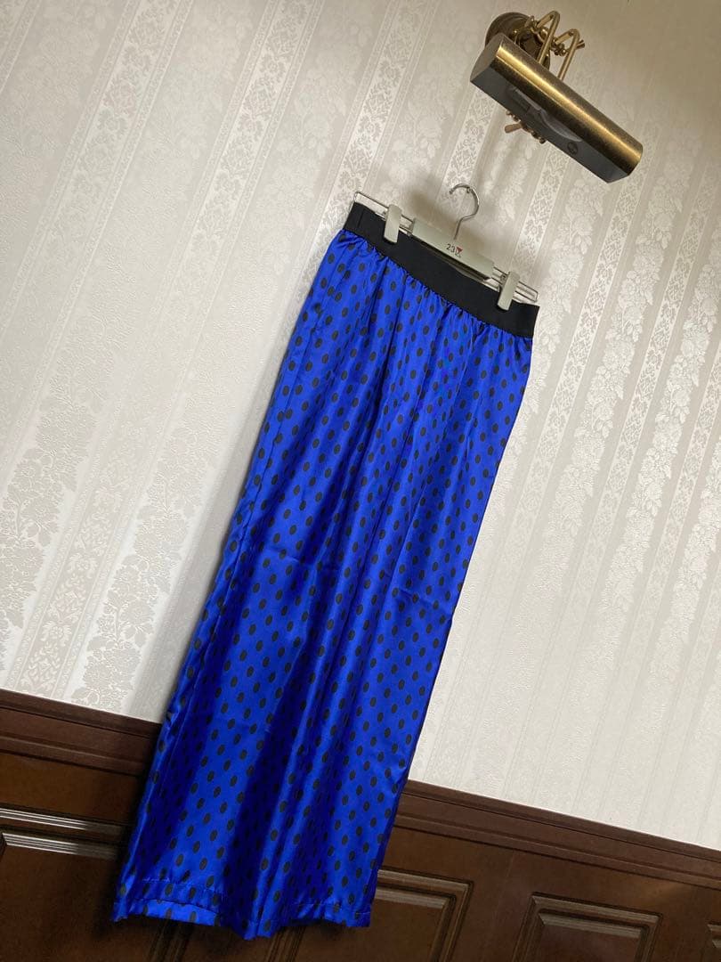 Mfil \ミカコナカムラ/新品イージートラウザーズ 38 青 ドット柄