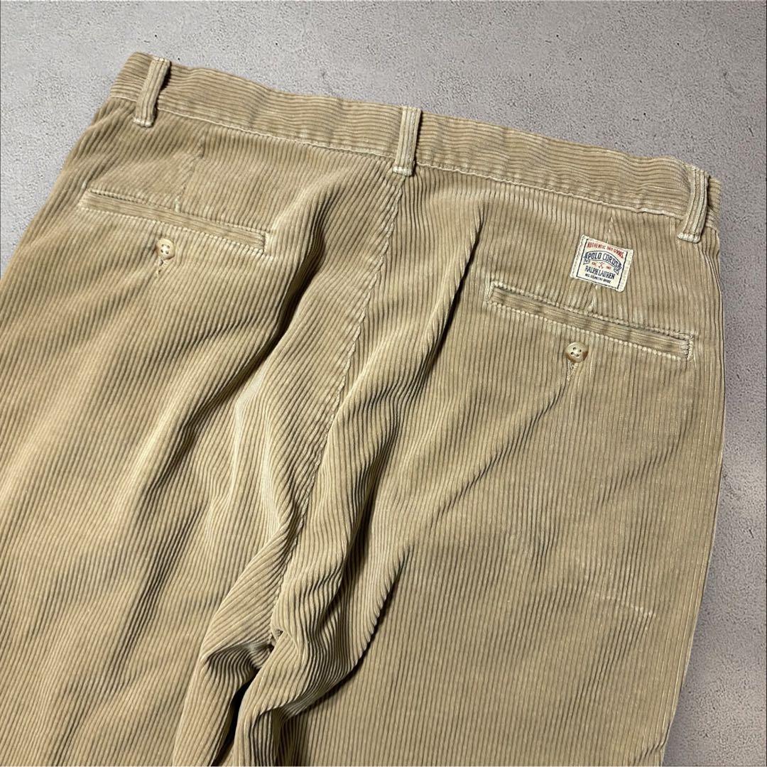 USA製90sラルフローレン太畝コーデュロイパンツW33スクエアタグアンドリュー