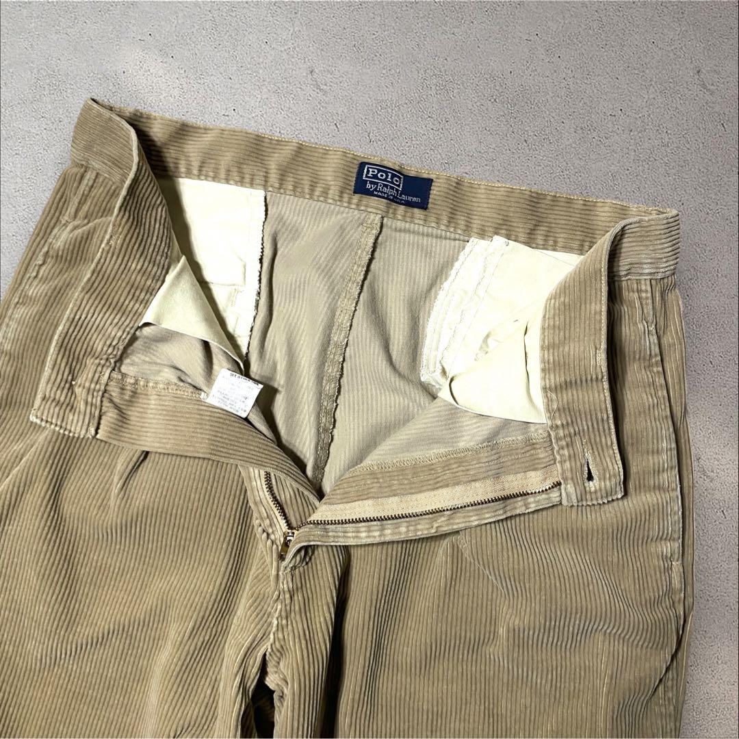USA製90sラルフローレン太畝コーデュロイパンツW33スクエアタグアンドリュー