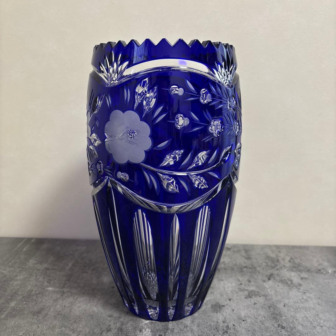 花瓶　ELBE crystal エルベ クリスタル 切子　花瓶　フラワーベース