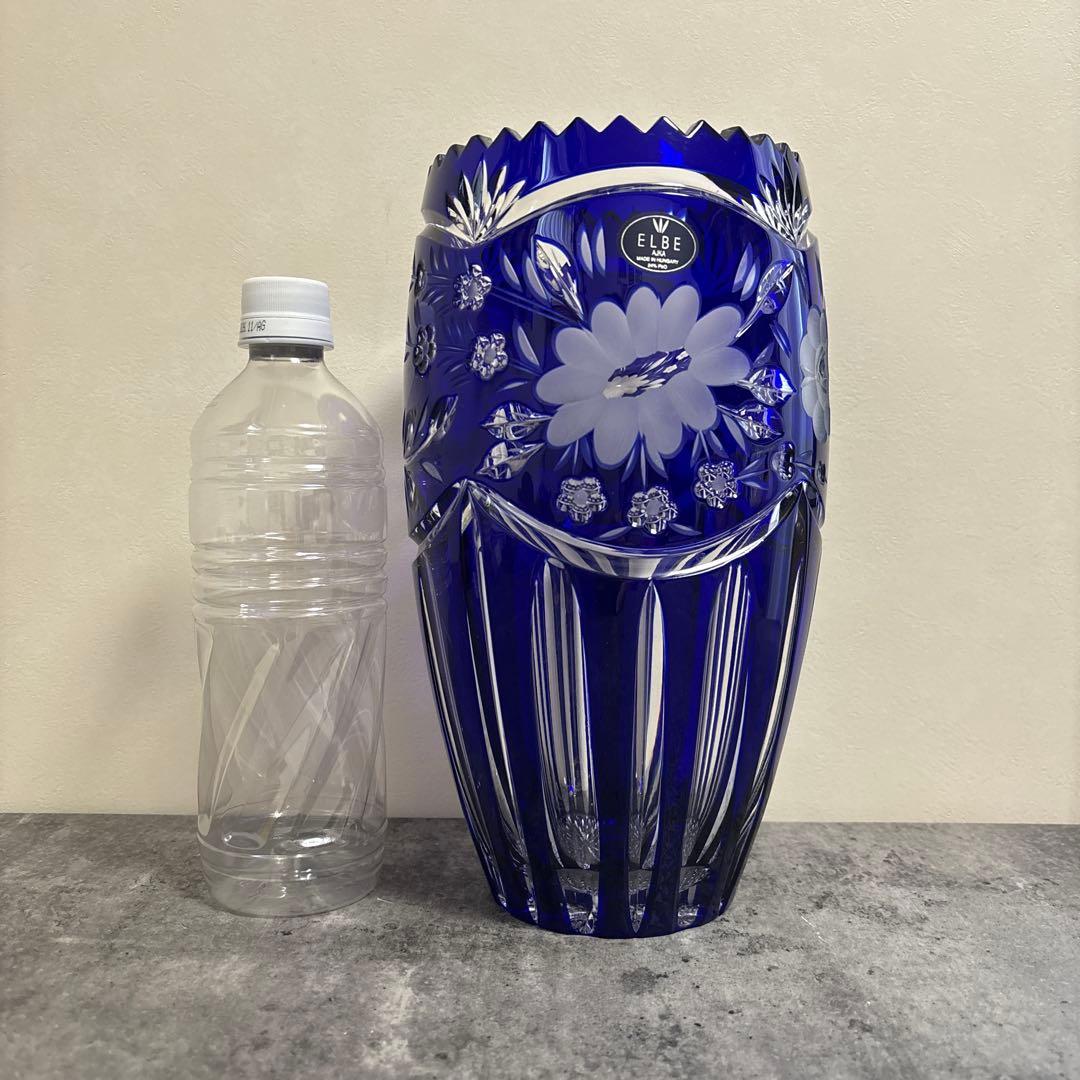 花瓶　ELBE crystal エルベ クリスタル 切子　花瓶　フラワーベース