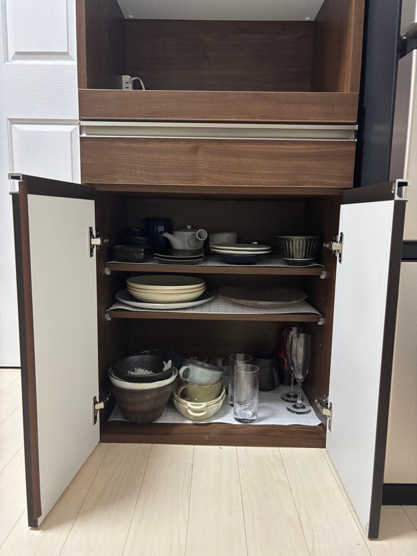 ブラウン木製レンジボード 引き出し付き