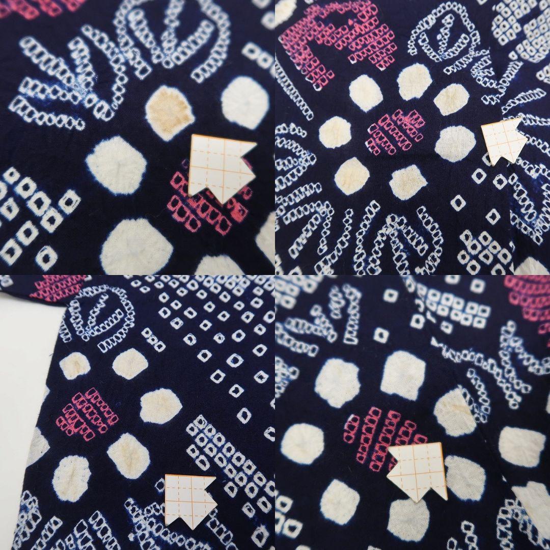 ゆき✾m1788＊美品 有松鳴海絞り 夏着物 綿 蝶 トール 高級浴衣