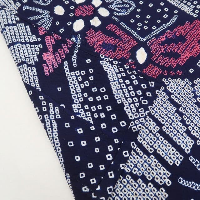 ゆき✾m1788＊美品 有松鳴海絞り 夏着物 綿 蝶 トール 高級浴衣