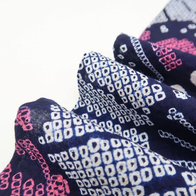 ゆき✾m1788＊美品 有松鳴海絞り 夏着物 綿 蝶 トール 高級浴衣