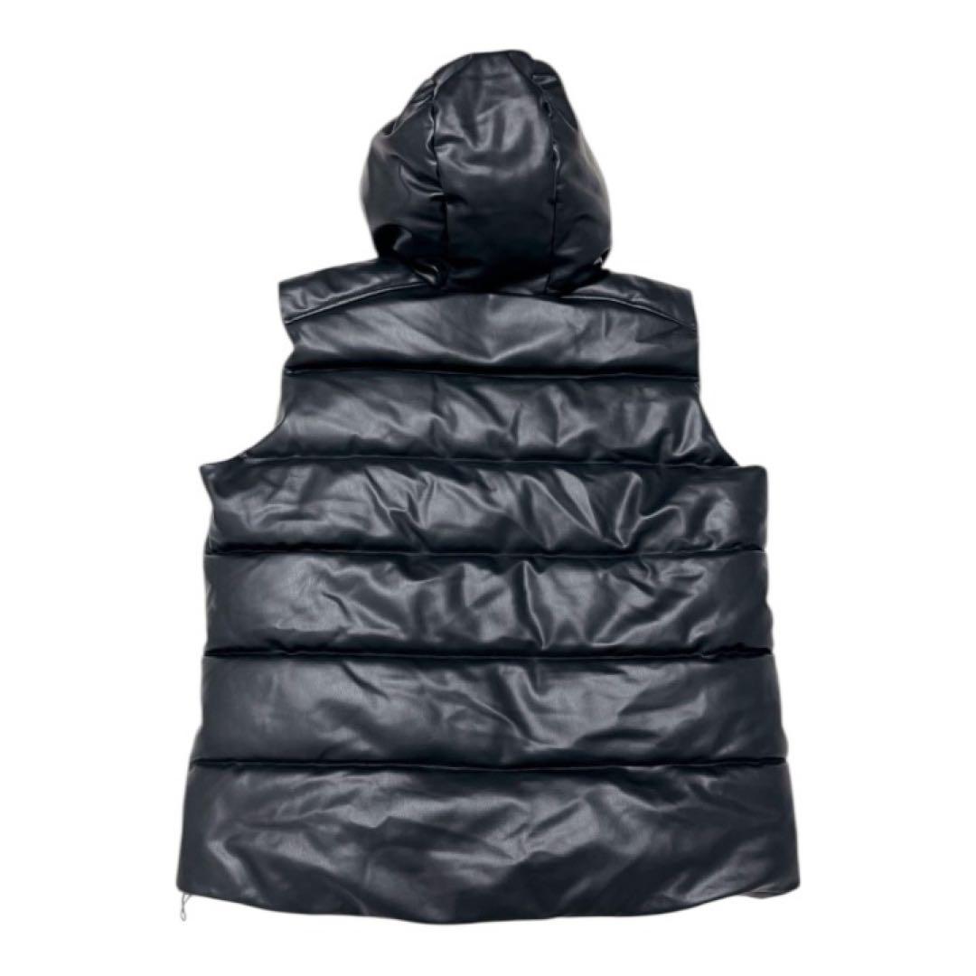 ZARA 希少 完売品 フェイク レザー ダウンベスト XLサイズ　パフベスト