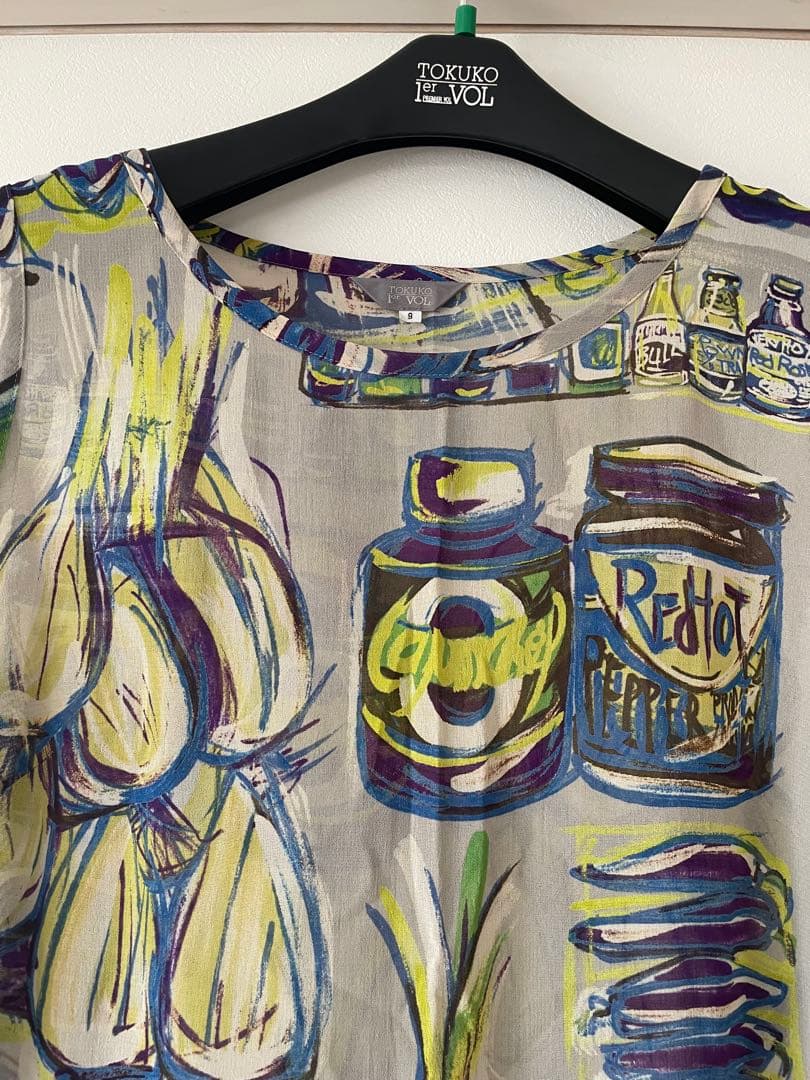 トクコプルミエブォル/アートワンピース チュニックボトル・野菜デザイン